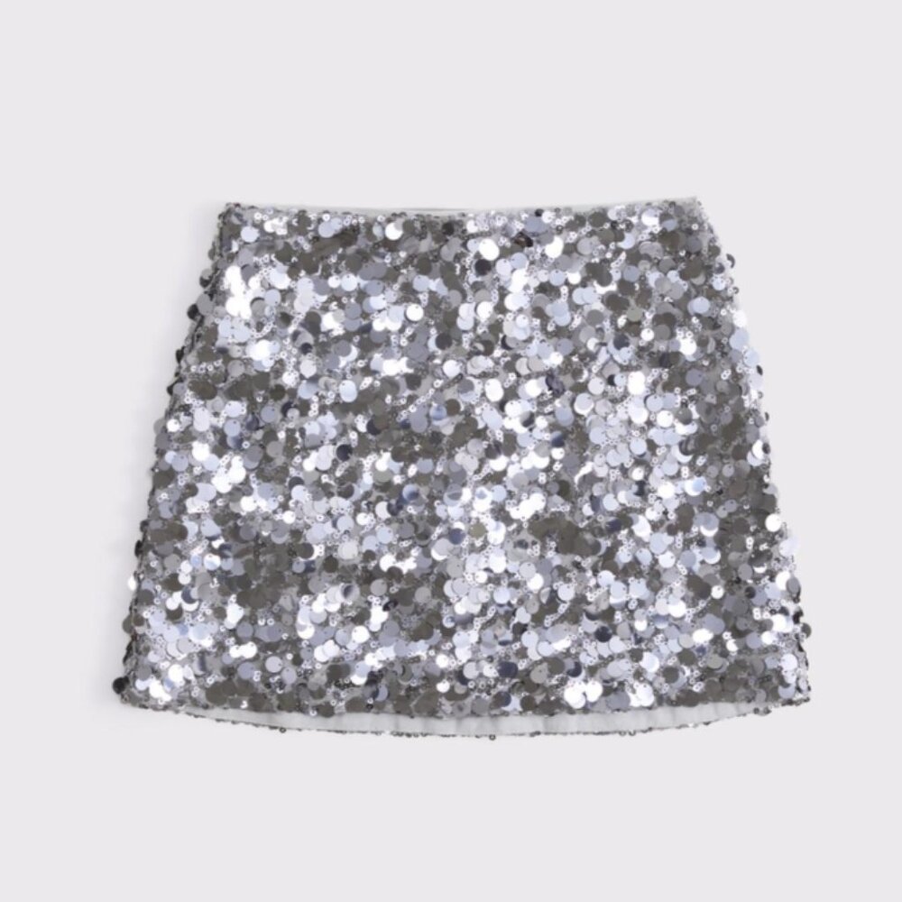 Silver Sequin Mini Skort